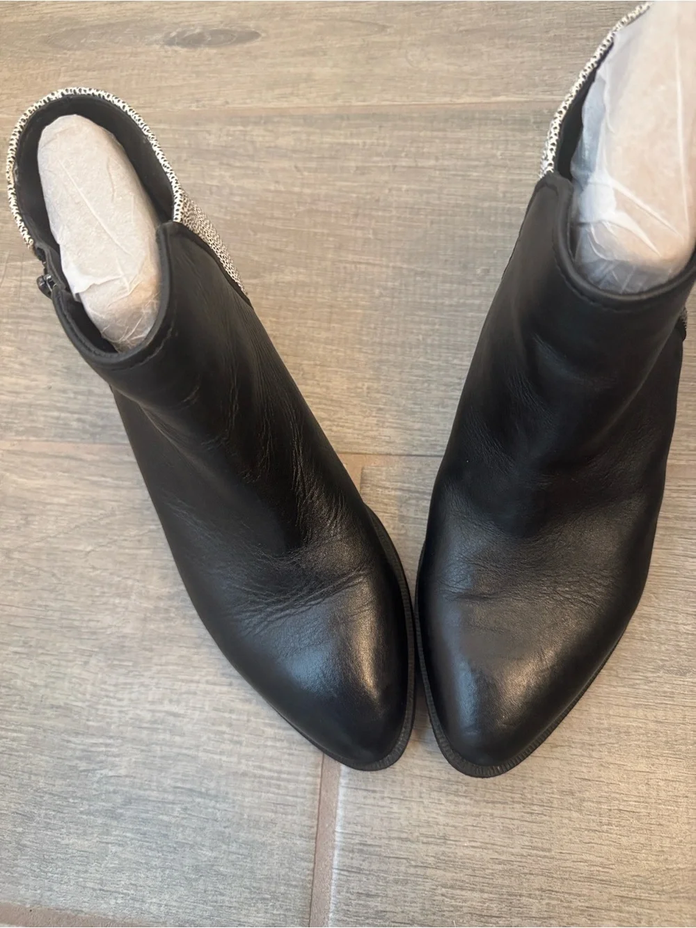 Circus by Sam Edelman Black and White Studded Heel Ankle Boots